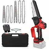 Mini Akku Kettensäge kompatibel mit Milwaukee 18V (Ohne akku), Bürstenlose 8 Zoll 6 Zoll Elektro Kettensäge, klein Kettensägen Kette Sicherheitsschloss Automatischer Öler astsäge Säge Handkettensäge
