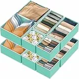 Simple Houseware Faltbarer Schubladen-Organizer für Kleidung/Unterwäsche/Panty/Einteiler, 12er-Set, Türkis