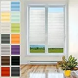 Plissee mit Bohren – Premium Plissee mit Pearl Stoff | Sichtschutz & Sonnenschutz für Fenster | Plisseerollo | Faltrollo | Weiß | 25 x 120 cm