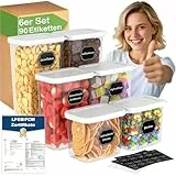 Homhut Vorratsdosen mit Deckel Luftdicht, 6er Vorratsbehälter mit Deckel, Aufbewahrungsbox Küche Aufbewahrung, Luftdichte Vorratsdosen, Vorratsdose für Mehl Zucker Müsli