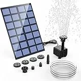 AISITIN Solar Springbrunnen für Außen 2,5W, Solarbrunnen für Draussen Upgrade Solarbrunnen mit 1,2M Wasserleitung Solar Teichpumpe mit 6 Fontänenstile Solarpumpe für Garten,Vogelbad,DIY Wasserspiel