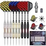 Turnart Dartpfeile Metallspitze 9 Stück 24 Gramm Dartpfeile Profi Dartpfeile Steel Set Steeldarts18 Flights Geschenketui 2 Flight-Protektoren, einen Dart-Spitzenschärferstein