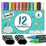Lenski Einschulung Mädchen, 12 Kreidestifte für Tafel Abwaschbar, Stifte 6MM Kreidestifte für Fenster, Whiteboard Kreidemarker Fensterstifte Fenstermalstifte Tafelstifte Fensterkreide Glasmalstifte