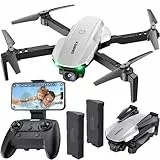 SIMREX Drohne mit Kamera 1080P, Drohne mit einem Schlüssel Start, Wegpunkt Fliegen, Kopfloser Modus, Auto-Follow, 3D Flip, 3-Geschwindigkeiten, Fernbedienung Drohne für Kinder und Erwachsene, Weiß
