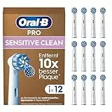 Oral-B Pro Sensitive Clean Aufsteckbürsten — ORIGINAL Zahnbürstenaufsatz für Elektrische Oral-B Pro Zahnbürsten — Ersatzbürsten, Bürstenköpfe — Weiß, 12 Stück