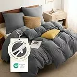 BEDSURE Bettwäsche 135x200 4teilig Anthrazit - 2 Bettbezüge 135x200 cm + 2 Kissenbezüge 80X80 cm, ÖKO-TEX Bettwäsche-Sets Grau Polyester Mikrofaser mit Reißverschluss