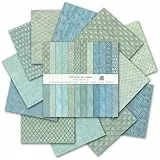Scrapbook Papier Buntes Scrapbook Bastelpapier mit Muster, 24 Blat Scrapbooking Papier Doppelseitiges Dekorpapier, Boho Motivpapier für Journal Scrapbooking (Blau, 30,5x30,5 cm)