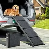 The Fellie Große Hunderampe Auto Klappbar 160CM, Hundetreppe Mit Rutschfester Teppichoberfläche Für Große, Mittlere Und Kleine Hunde, Tragbare Hunderampe Für SUV & LKW, Hundetreppe Bis Zu 100KG