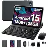 Zenva Tablet mit Tastatur und Stift - Android Tablet 10 Zoll mit 18GB RAM + 128GB ROM (2TB TF), Gemini AI, 5G WiFi & BT 5.3, 6000mAh, Dual Kamera, 2 in 1 Tablet, GPS, Face ID