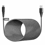 Langes iPhone Ladekabel 26FT/8M [Apple MFi-zertifiziert] Extra langes iPhone Kabel Schnelles Apple-Ladekabel Nylon geflochtenes 2.4A USB-Lightening-Kabel für iPhone 13 12 11 X 8 7 6s