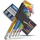 STONE REEF Innensechskantschlüssel Set 13tlg. [inkl. Kugelkopf] - 1,27-10mm Sechskant Multicolour Satz, Sechskantschlüssel Set für Handwerker, Winkelschlüsselsatz