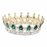 frcolor Royal Kristall Diadem Strass Brautschmuck Krone Prinzessin Haarband Kopfbedeckung für Festzug Hochzeit (grün)