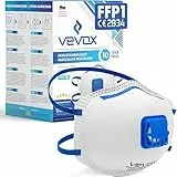 VEVOX® FFP1 Maske mit Ventil – 5er, 10er oder 20er Set – Staubmaske – Atemschutzmaske – Staubschutzmaske – Feinstaubmaske – Atemschutz z.B. gegen Feinstaub, Schleifstaub oder Baustaub
