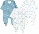 TupTam Baby Mädchen Schlafstrampler mit Fuß 3er Pack, Farbe: Weiß Grün Regenbogen Tiere, Größe: 56