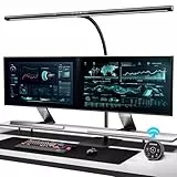 EYOCEAN Schreibtischlampe LED mit Gestensteuerung & Fernbedienung, Dimmbare Monitor Lampe 24W 80cm, Tageslichtlampe Schreibtisch für Homeoffice, Bürolampe mit Sockel, 5 Farbtemperaturmodi Tischlampe