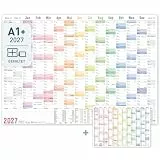 Häfft® XXL Wandkalender 2027 groß A1 + quer (89 x 63 cm) mit gratis A4 Jahresplaner, Wandplaner Jahreskalender gefalzt 15 Monate, Kalender 2027 Wandkalender 'Rainbow'