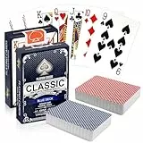 pangdapengpeng 2 Decks wasserdichte Spielkarten, Kunststoff Spielkarten, Rot/Blau Wasserfeste Poker Karten mit Matter Rückseite für Poker, Blackjack, Bridge, Canasta (2PCS)