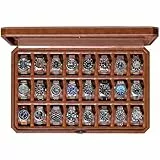 ROTHWELL Uhrengehäuse mit 24 Schlitzen und Schloss, luxuriöse Uhrenbox zum Präsentieren und Organisieren Ihrer Sammlung, Echtglasplatte, Premium-Aufbewahrung für Sammler (hellbraun/braun)