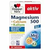 Doppelherz Magnesium 500 + Calcium + Kalium - Hochdosiertes Magnesium als Beitrag für die normale Muskelfunktion und das Elektrolytgleichgewicht - 30 Tabletten