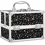 Kosmetikkoffer Klein Schminkkoffer Leer Make up Koffer Beauty Case mit Schloss Make up Organizer Koffer für Mädchen Nagelkoffer Cosmetic Case,Schwarzer Sternenhimmel