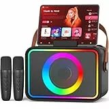 [2026] Karaoke Maschine 2 Mikrofonen: Karaoke Anlage mit 2 Karaoke Mikrofonen - Tragbare Bluetooth Karaoke Box Lautsprecher für Erwachsene Kinder Live-Mischpulte Geschenk für Weihnachten Geburtstag