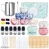 LDUMODUW Kerzen Selber Machen Set Kerzenherstellung Kit für Starter DIY Kerzen Duftkerze Geschenke Set mit 480g Sojawachs,9 Kerzendosen,8 Farbblöcken,100 Candle Wicks,112 Dochtaufkleber, 4 Stickers