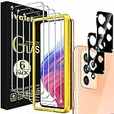 ivoler 4+2 Stück Schutz Glas für Samsung Galaxy A53 5G, 4 Stücke Schutzfolie Mit 2 Stück Kameraschutz und Positionierhilfe, 9H Härte, Anti-Kratz, Anti-Bläschen