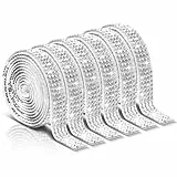 Strassband Selbstklebend 6 Rollen 1 Yard Strasssteine Selbstklebend Kristall Diamant Band Glitzerband Strassstreifen Glitzer Diamant Deko ​​für DIY Basteln Stoff Auto Handy (Silber)