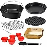 Heißluftfritteuse Zubehör 11-teiliges Set, BPA-frei Quadrat Airfryer Zubehör XXL Kompatibel für Philips Airfryer XXL 7,2L, 8,3L, COSORI 5,5L, Tefal 6,5L, Cecotec 6L Luftfritteuse