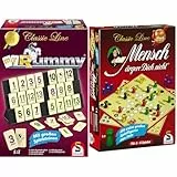 Schmidt Spiele 49282 - Classic Line MyRummy, Legespiel mit großen Spielsteinen & 49085 Classic Line, Mensch ärgere Dich Nicht, mit extra großen Spielfiguren aus Holz, Bunt