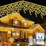 WOWDSGN [515 LED] Eisregen Lichterkette Außen/Innen, 17M Weihnachtsbeleuchtung mit Timer | 8 Modi | IP44 Wasserdicht | Strombetrieben, Eiszapfen Lichterkette für Dachkante Dachrinne Terrasse