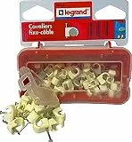 LEGRAND, Nagelschellen, Kabelschellen, Haftclips, mit eingestecktem Nagel, Größe: 7-10mm, 100 Stück, Farbe: Weiß, 098331