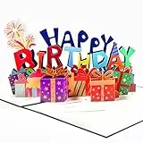 Magic Ants 3D Pop-Up Geburtstagskarte mit HAPPY BIRTHDAY und Geschenken Bunte Karte mit Feuerwerk für Kinder Erwachsene Jubiläe Geburtstagsfeiern Festliche 3D Pop-Up Karte für jedes Alter
