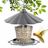 Sporgo Vogelhaus Zum Aufhängen: Vogelfutterhaus Wetterfest Vogelfutterspender für Wildvögel, Futterhaus Vögel Hängend für Balkon Vögel Vogelhaus Transparent Futterstation Zur Ganzjährigen, Grau