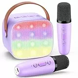 Dislocati Tragbarer Karaoke Set mit DSP & LED-Lichtern, Geschenk Spielzeug für Kinder und Erwachsene Karaoke Maschine mit 2 Karaoke Mikrofon Bluetooth Ideal für Familienfeiern, Partys & Outdoor