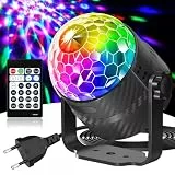 Gobikey Discokugel, 360° Rotierende Musikgesteuert Discolicht Partylicht Mit Fernbedienung und 2M Steckerkabel 15 Farbe RGBP Lichteffekte Diskokugel für Zuhause Kinder Geburtstag Party Weihnachten