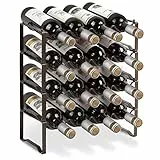 Bomclap Weinregal Metall stapelbar flaschenregal für 16 Flaschen für Keller, bar und lagerraum, stabiles modular erweiterbare Flaschen und weinlagerung (4 Etagen)