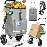 Homecall Einkaufstrolley klappbar Einkaufswagen mit 50L + 5L kühlfunktion Bis 50KG, Einkaufstasche mit Rollen 3 in 1 Shopping Trolley & Sackkarre & Umhängetasche (Dunkelgrau, Standard)