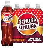 SCHWIPSCHWAP, Das Original – Koffeinhaltiges Cola-Erfrischungsgetränk mit Orange in Flaschen aus 100% recyceltem Material, EINWEG (6 x 1.25 l)