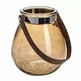 Teelichthalter aus Glas Belly 16cm. Teelichtglas Windlicht Kerzenhalter Kerzenglas Tischdeko für Zuhause (Haselnuss)