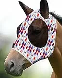 Harrison Howard Super Comfort Stretchy Fly Mask Large Eye Space with UV Protection Soft on Skin with Breathability Stammes Abstrakt (M)