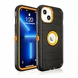 Saiboro Handyhülle für iPhone 13, 3-lagig, robust, Ganzkörper-Schutzhülle für iPhone 13, robust, sturzsicher, stoßfest, Schwarz und Orange
