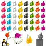 QINGHEC 40 Stück Silikon Daumen Wandhaken, Daumenhaken Selbstklebend Handgestenhaken, Silikon Haken Daumen Hoch Halter Selbstklebende Kabelhalter für USB Ladekabeln Schlüssel Hut Make Up Pinsel