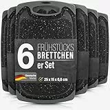 6er Set Frühstücksbrettchen Kunststoff - Brettchen Spülmaschinenfest - Ideal für Frühstück, Brotzeit und kleine Mahlzeiten - Brotbretter Stullenbretter Frühstücksbretter, grau/anthrazit
