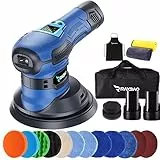 RAYBAO Poliermaschine Auto Akku -6 variable Geschwindigkeit 2000-4500OPM, Poliermaschine Set mit 2*2.0Ah 21V Batterie, Exzenter Poliermaschin 8mm für Auto Autopflege