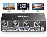 KVM Switch 3 PC 3 Monitore 8K@60Hz,MLEEDA HDMI Displayport KVM Switch Triple Monitor für 3 PC Teilen 3 Monitors und 4 USB3.0-Geräte, mit 12V DC Netzteil,Verdrahtet Fernbedienung und 3 USB-Kabel