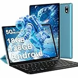 DMOAO Tablet 10 Zoll Android 12 mit 5G WiFi, 4 GB RAM (erweiterbar bis zu 8 GB), 64 GB ROM(1 TB TF), Bluetooth 5, 8 Kerne 2,0 GHz, 6000 mAh, 2-in-1 Tablet Touchscreen mit Tastatur und Maus, Blau