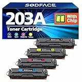 SODFACE 203A Kompatibel für HP 203X 203A Toner Set für Color LaserJet Pro MFP M281fdw M281fdn M280nw M254dw M254nw CF540A CF541A CF542A CF543A Tonerkartusche (Schwarz Cyan Gelb Magenta, 4er-Pack)
