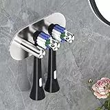 GGQ Zahnbürstenhalter Wand Ohne Bohren Elektrische Zahnbürste Halter, Aufsteckbürsten Halterung, Selbstklebend Zahnbürstenkopf Halter für Bad Zahnbürsten Aufbewahrung (Silber, Klein)