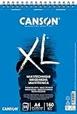 Canson XL Mix Media C31078A034 Spiralalbum, strukturiert, mikroperforiert, A4, 50 Blatt, 160 g, Weiß